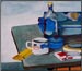 Blaue Wodkaflasche + Tasse/Blue Vodka Bottle + Cup